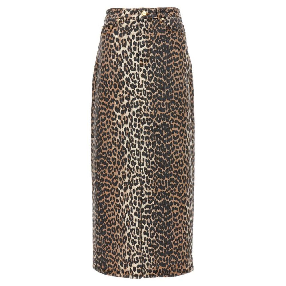 Ganni Brown Organic Cotton Mini Women's Skirt